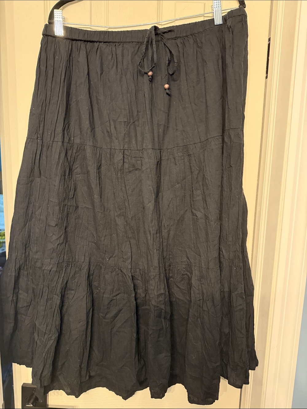 White Stag Black Tiered Maxi Skirt with Drawstring